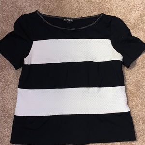 Textured black and white dress top
